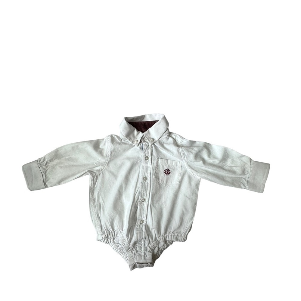 Andy & Evan White Collard Long Sleeve Button Up Onesie Size 3-6 Months